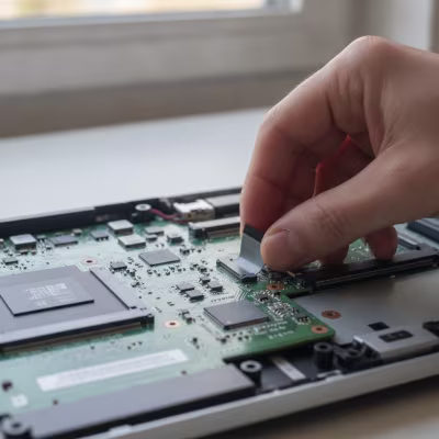Prueba: paso del proceso de reparación del teclado de un ordenador portátil