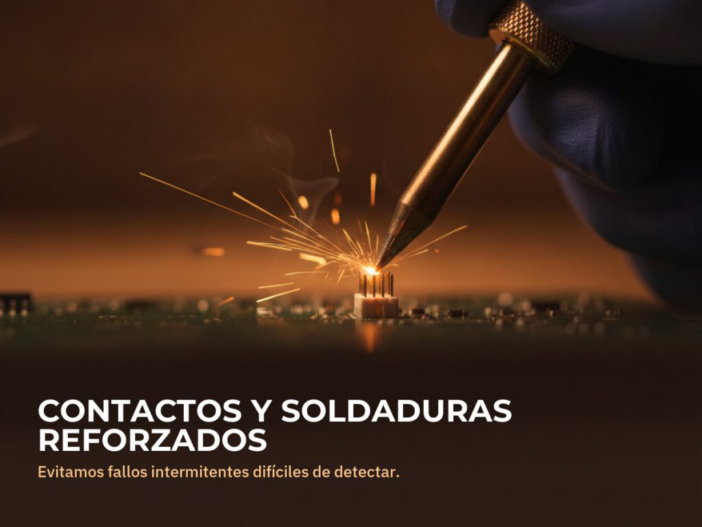 Revision y refuerzo de contactos y soldaduras, evita fallos intermitentes